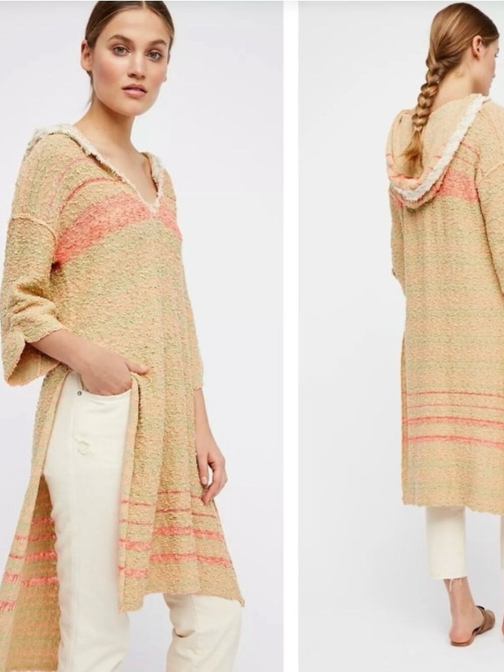 Free People Berkeley Tunic Cover Up Hooded Beach Sweater Dress NWT Medium